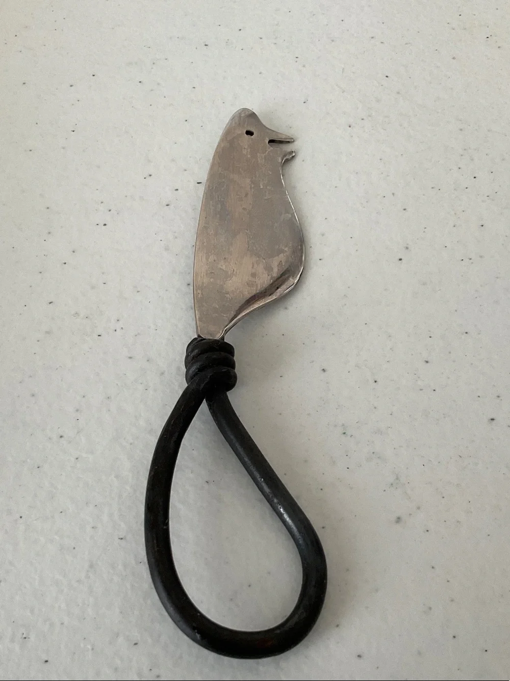 Mouse Cheese Tong Knife and Spreader with Black Loop Handle
